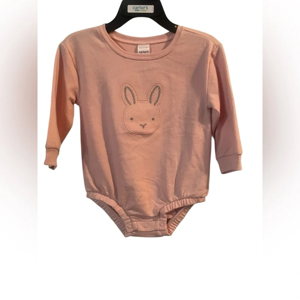 NWT Carter’s Child‎ of Mine Pink Bunny Bodysuit Long Sleeve Baby Easter Outfit